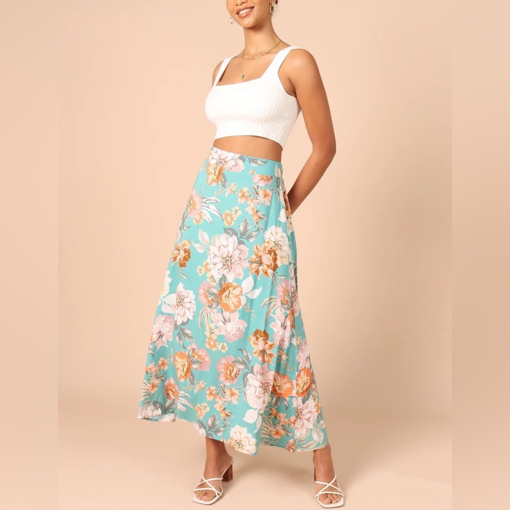 petal + pup BLOOM A-LINE MIDI SKIRT - NWOT/BLUE